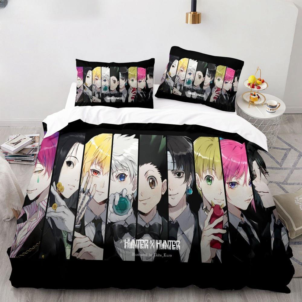 New  Anime Bedding Collection Hunter X Hunter Biscuit Krueger Duvet Cover Luxury Kids Bed Collection Twin Queen King Size Boys Bedroom