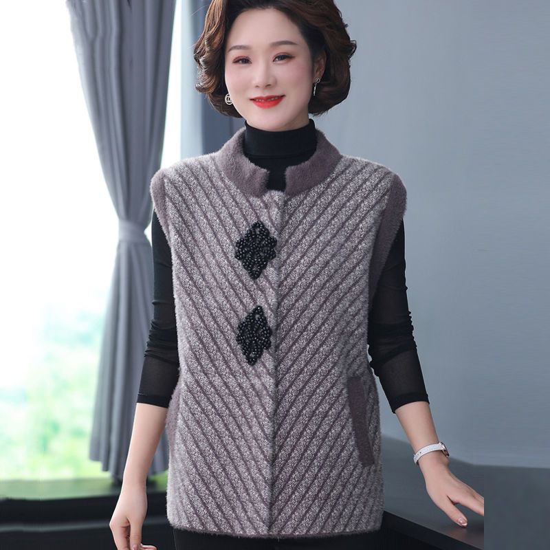 Mother's Spring and Autumn Vest Sleeveless Jacket Women's Plus Size Vest Waistcoat Waistcoat