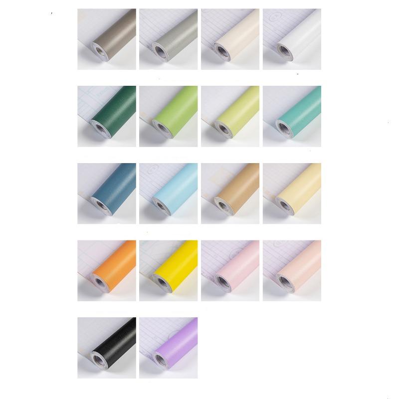 Solid Color Wallpaper Pvc Self-adhesive Thickened Background Wall Pasting Wall Remodeling Furniture Renovation Wallpaper