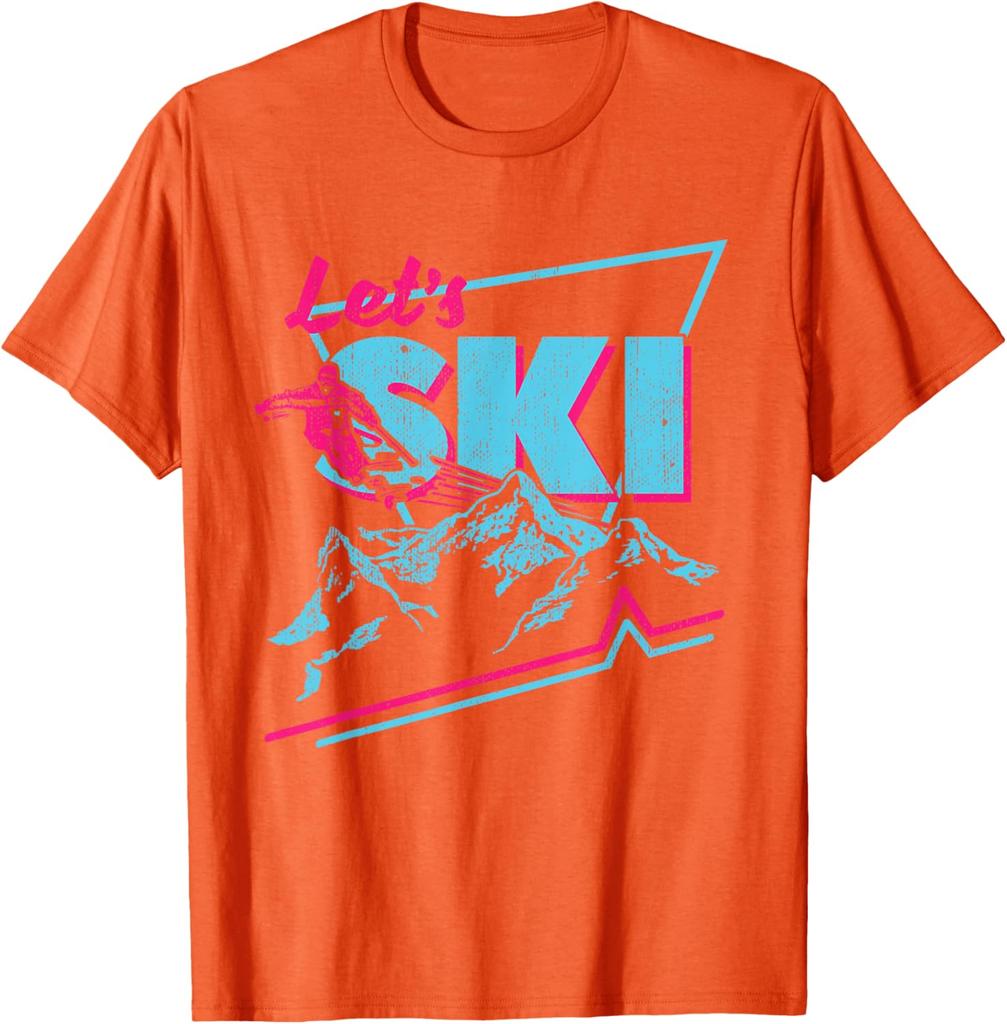 Retro 80er 90er Ski Grafik T-Shirt Vintage Neon Berg Schneesport T-Shirt