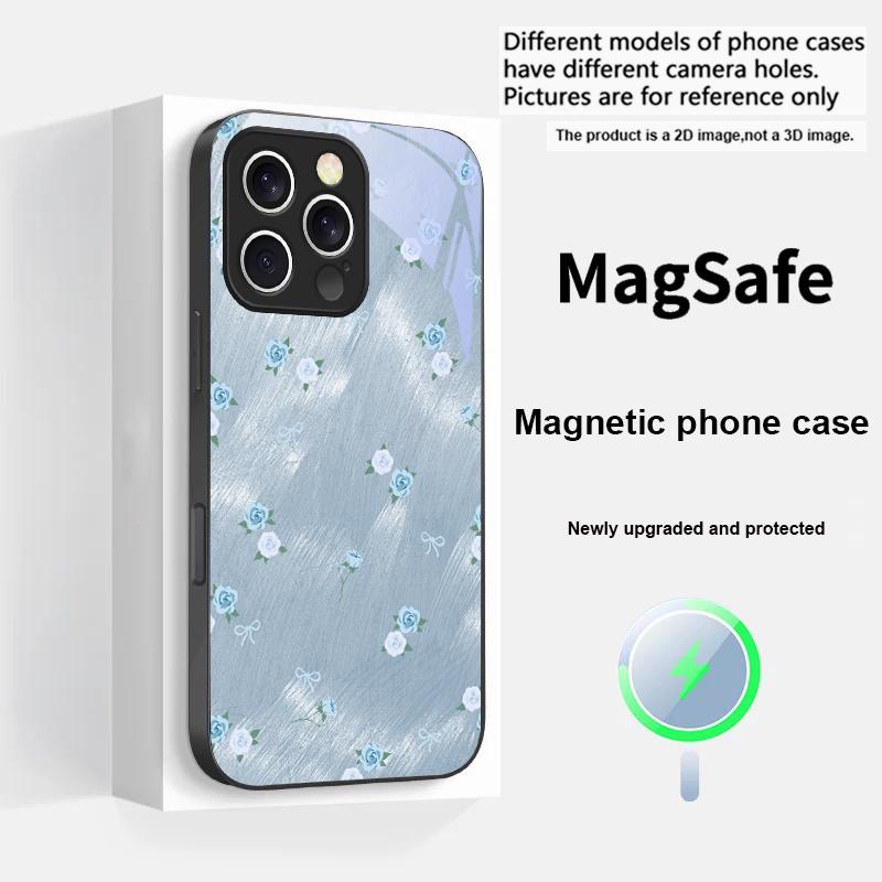 Gradient Yellow Rose For iPhone 17 Pro Max 16 E 15 14 13 Plus 12 mini 11 17 Air XR Xs Max 7 Plus Magsafe Glass Phone Case