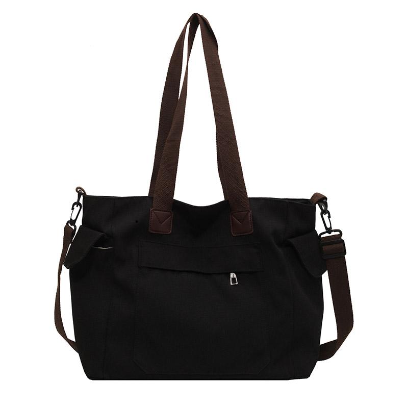 Canvas-Tragetasche mit großer Kapazität für Damen, einfarbiges Designer-Freizeitmodell, Schultertasche