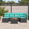 Garden Sofa Set with Cushions 7 pcs Black Poly Rattan