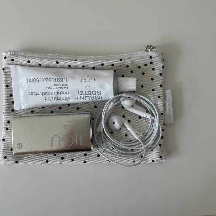 White polka dot pouch