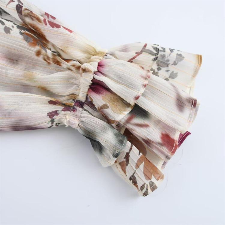 Women's Casual Loose Floral Print Long Sleeve Shirt Spring Turn Down Collar Versatile