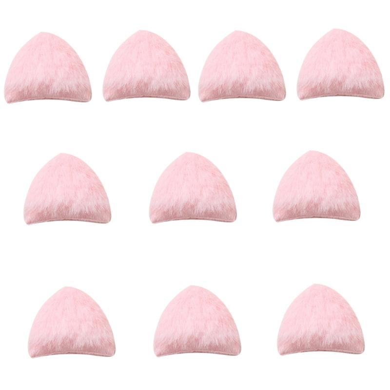 10Pcs Furry Kitten Ears Charm Sewing Plush Ears Appliques Assorted Color for Hair Accessories Clothing Embellishments