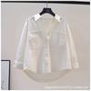 Fresh and Light Blue Cotton Shirt for Women: New Spring/Summer Style Single-Pocket Loose-Fit Shirt