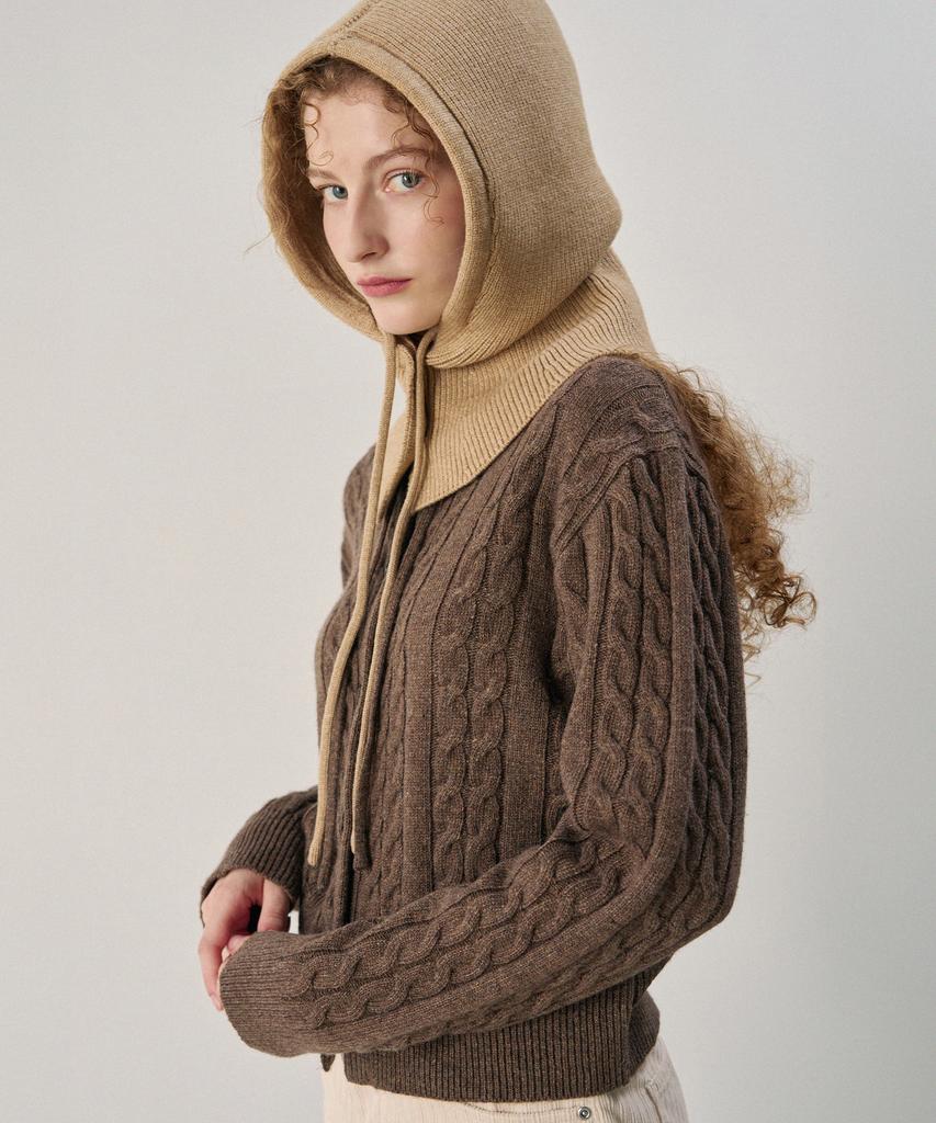 Deuloupisumeon Wool Knit Button Balaclava [Ivory]