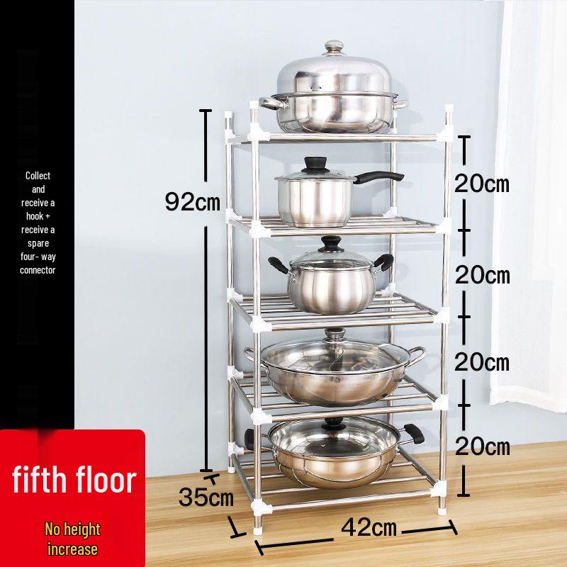 Stainless Steel Multi-layer Kitchen Storage Rack for Pots and Basins