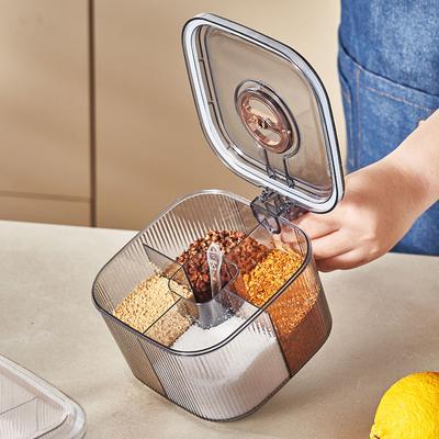 Boîte à épices 4 en 1 Pot à épices scellé polyvalent avec couvercle Outil de rangement de cuisine