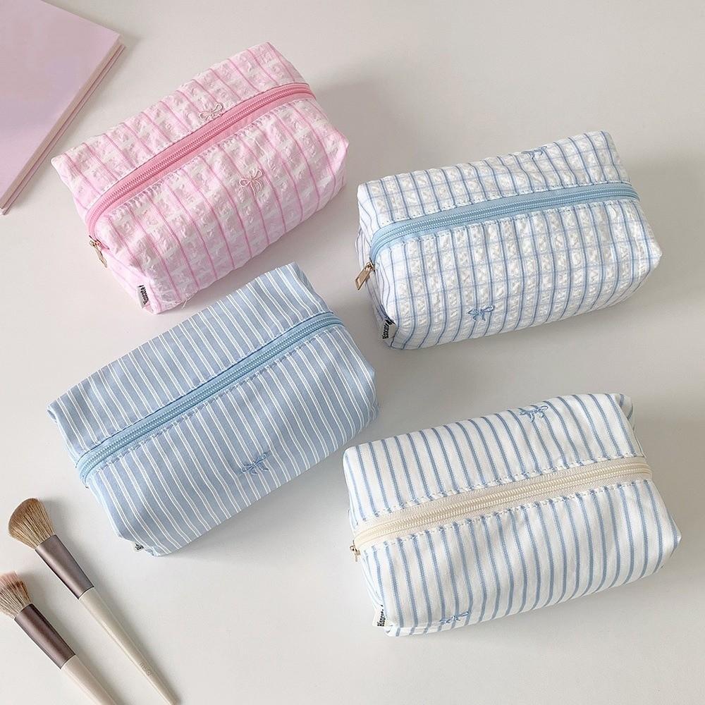Korean Style Cloth Bow Cosmetic Bag Travel Makeup Organizer  Vacation Travel