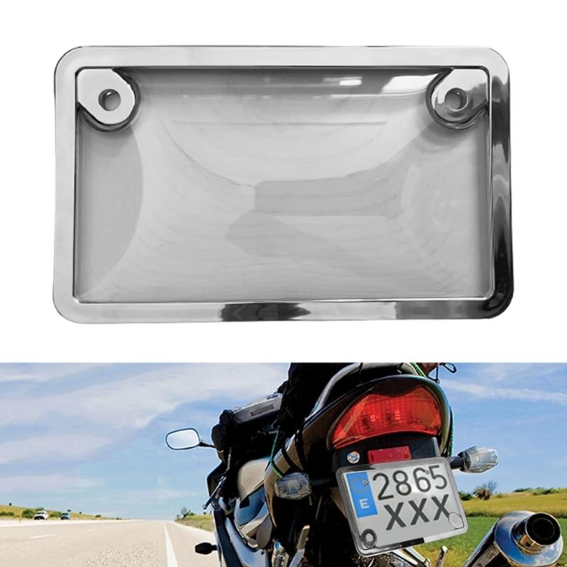 Stainless License Plate Frame Motorcycle License Plate Holders for Front & Rear 2 Holes Universal License Plate Cover