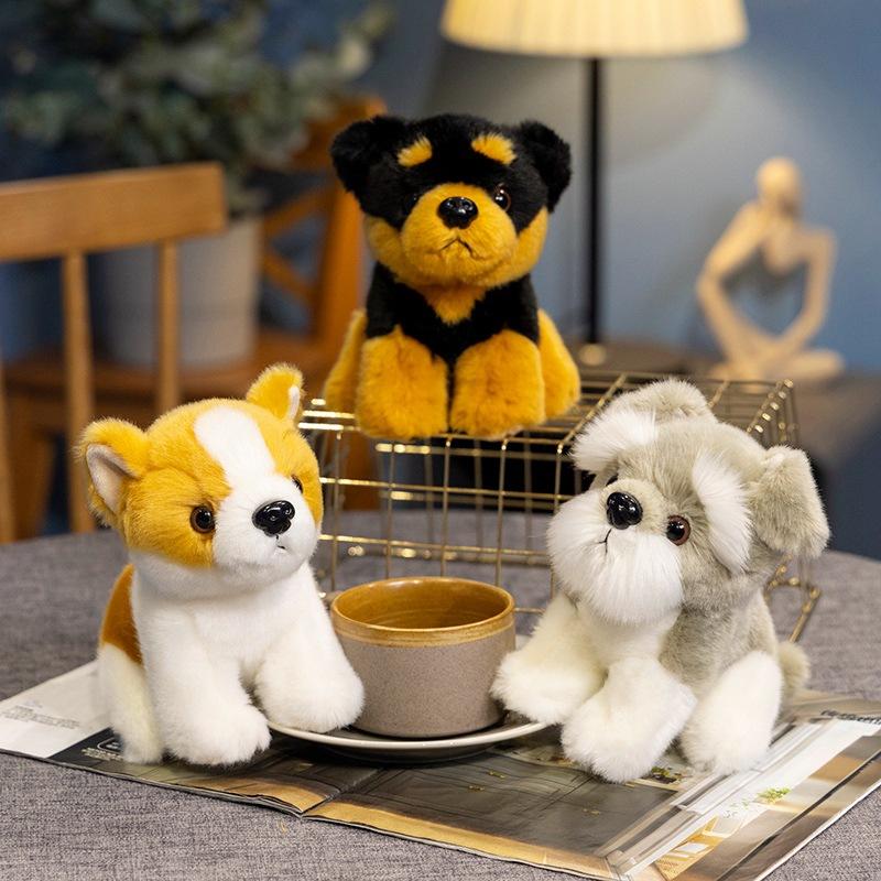 Cute simulation puppy dog Shiba Inu Schnauzer doll plush toy Rottweiler doll children soothing rag doll