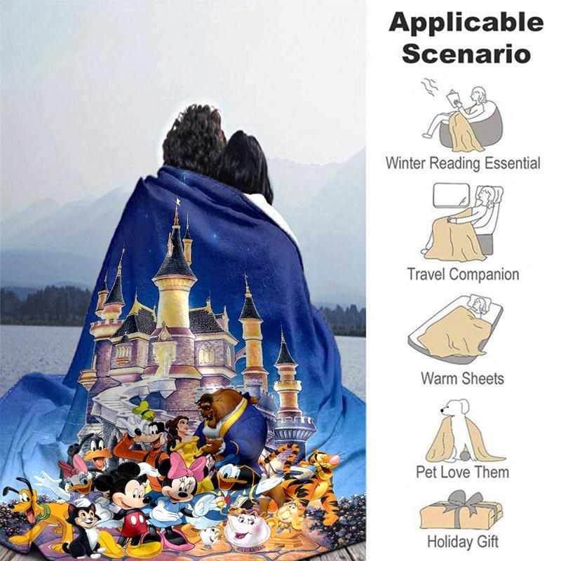 1pc, Disney Castle Magic: A Cozy Home Decor Gift Bedroom, Living Room, Travel, Camping, Car Blanket