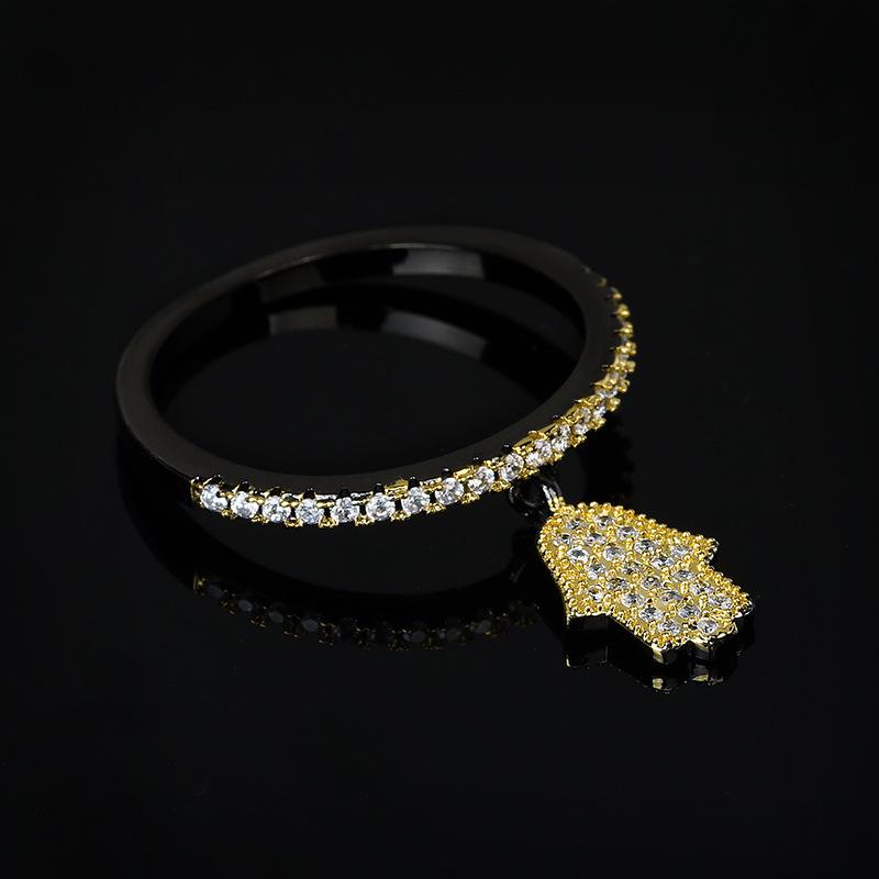 

Новое кольцо с подвеской из микрозернистого циркона для женщин, черное золото, двухцветное европейское и американское модное кольцо INS No. 10