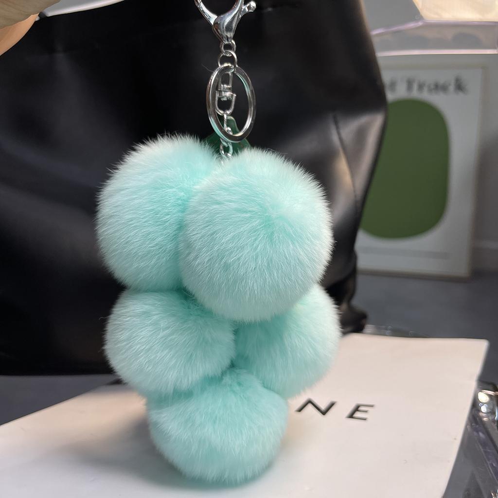 Imitation Rex Rabbit Fur Cute Ball Fur Pendant Fruit Grape Bag Pendant Plush Car Keychain