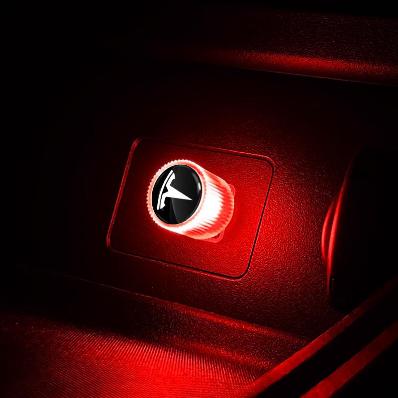 1Pcs USB Car LED Light Auto Interior Atmosphere Light Car Emblem Styling For Tesla Model 3 Model X S 2016-2023 Model Y Decals TM3 TMX