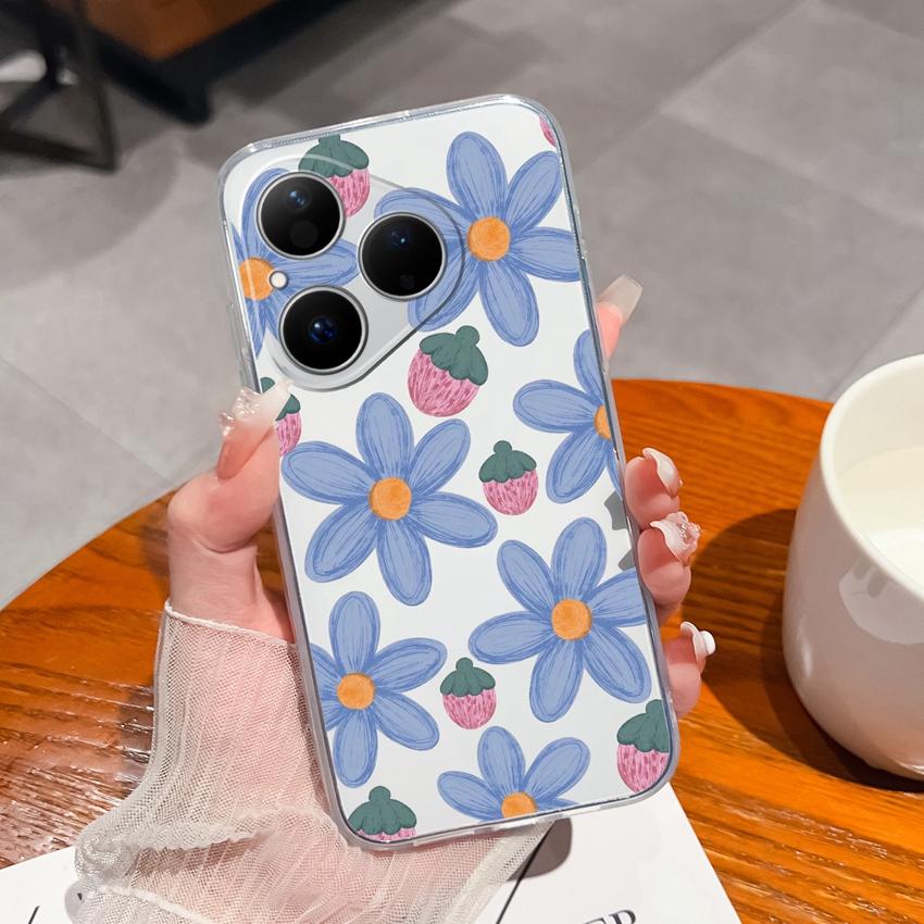 

Для Huawei Pura 80 Ultra Honor Magic5 Pro 400 Чехол с узором из веток, цветов и ивы Прозрачный Мягкий ТПУ Пылезащитный Защитный Чехол Для Huawei Honor V40 Lite