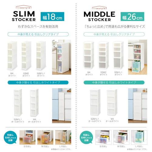 JEJ Astage Slim Stocker, Rise, M4 Tier, 1-Piece Set, White, 1020527