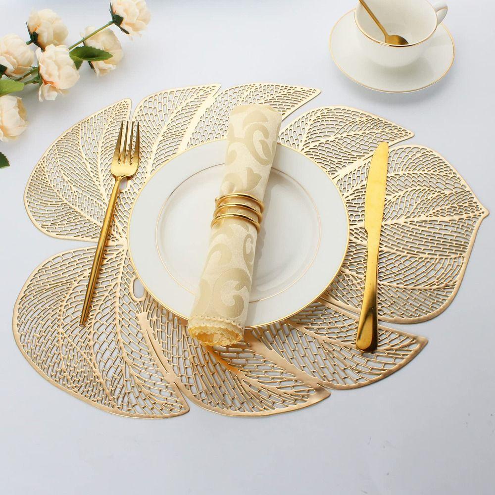 3pcs Hollow Table Mat Anti-stain Tableware Pad Dinner Table Decoration Coaster  Wedding
