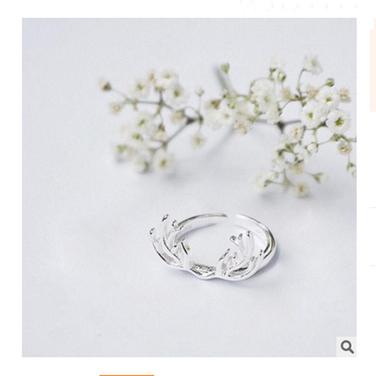 Bague Ouverte Réglable en Argent S925 Cor de Renne - Cadeau de Noël pour Femmes & Amies
