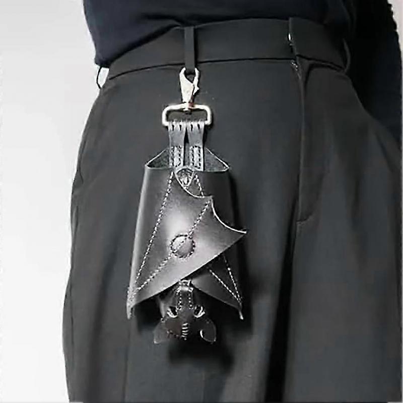 Handcrafted Leather Bat Coin Purse Small Coin Purse Keychain for Women Men Portable Bat Shape Coin Holder