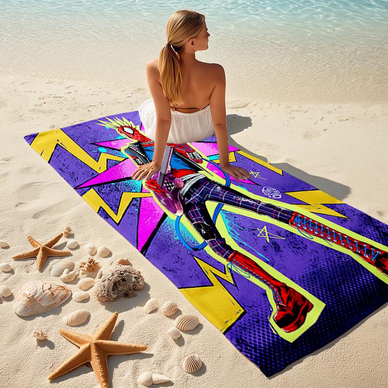 Spider-Man beach towel Outdoor camping Beach towel for vacation swim Outdoor pool Absorbent bath towel
