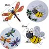 1 Pcs Outdoor Dragonfly Bee Decoration Colorful 3d Iron Wall Hanging Art Sculpture Garden Supplies Garden Statues Sculptures