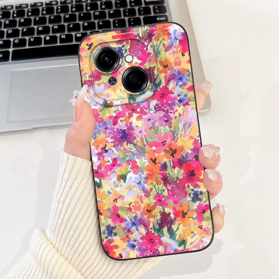 For Tecno Spark Go 1 Case 6.67" Beautiful Flower Painted Cover Soft Silicone Phone Case For Tecno SparkGo 1 Go1 Capa Coque