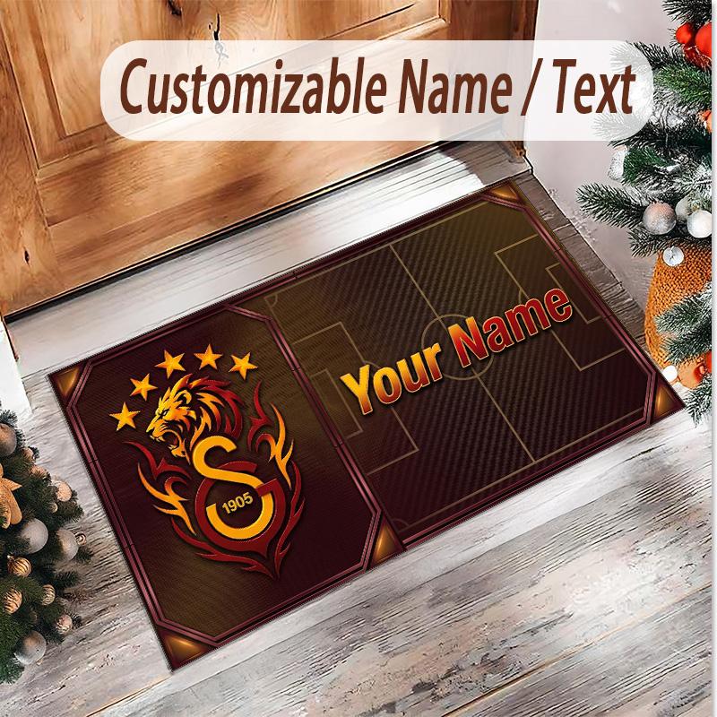Personalized Crystal Velvet Carpet Galatasaray FC Pattern Non Slip Floor Rug
