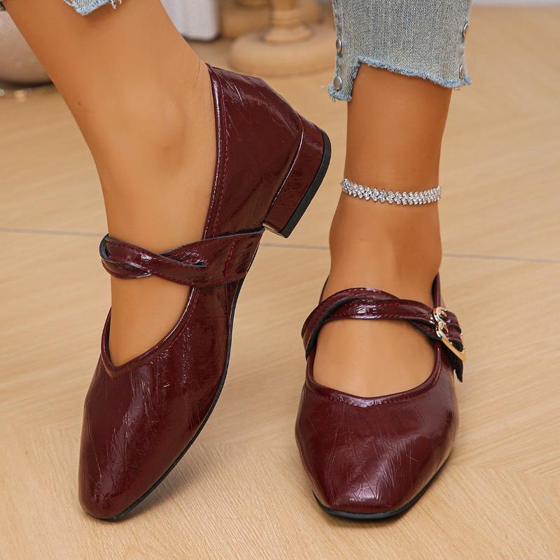 Retro double-strap silver Mary Jane shoes for women's autumn and winter new square head low-heeled small leather shoes soft-soled ballet shoes