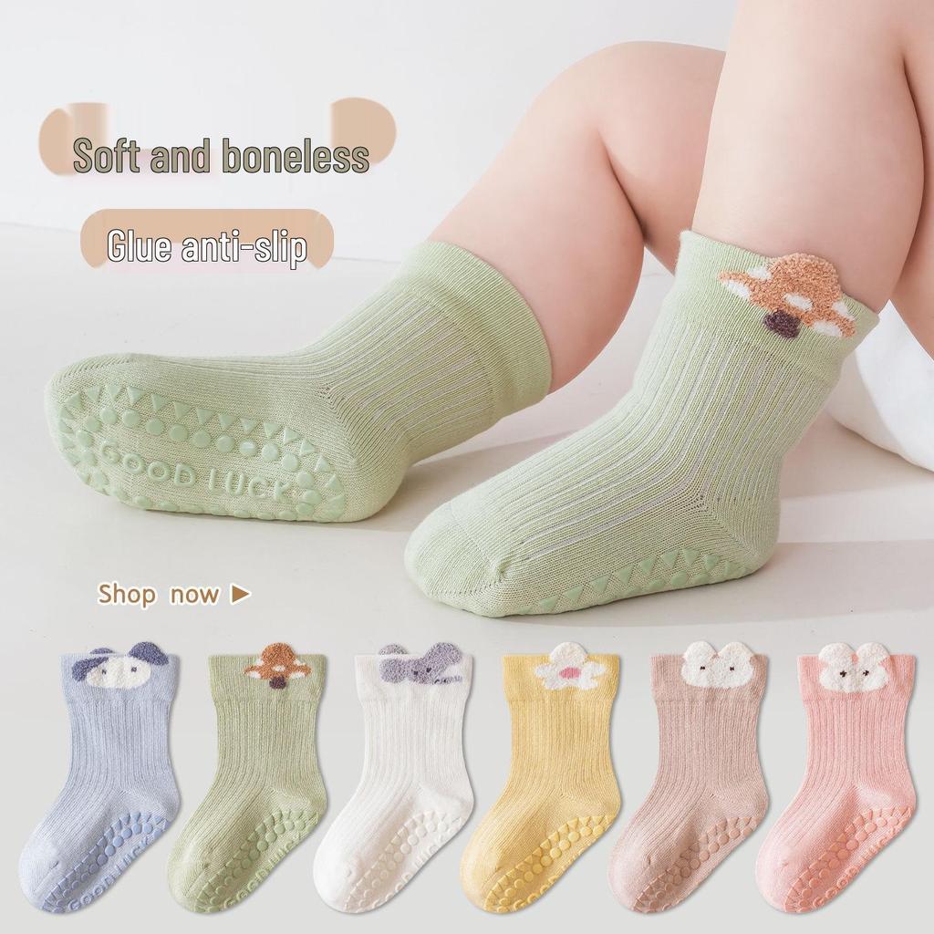 Newborn Mid-Calf Cartoon Socks - Non-Binding, Non-Slip, Boneless Cotton for Spring & Autumn