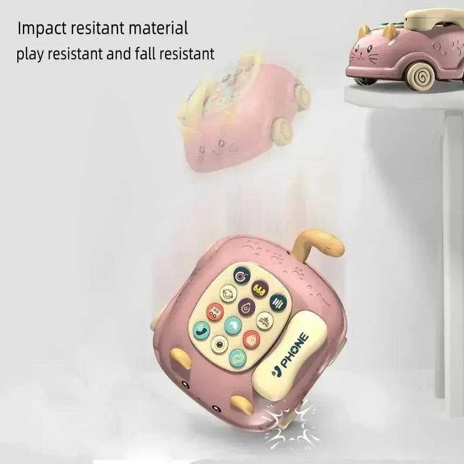 Cat Pull Simulation Wired Phone Cartoon Animal Intelligent Music Mobile Bilingual Teaching Simulation Early Education Toy