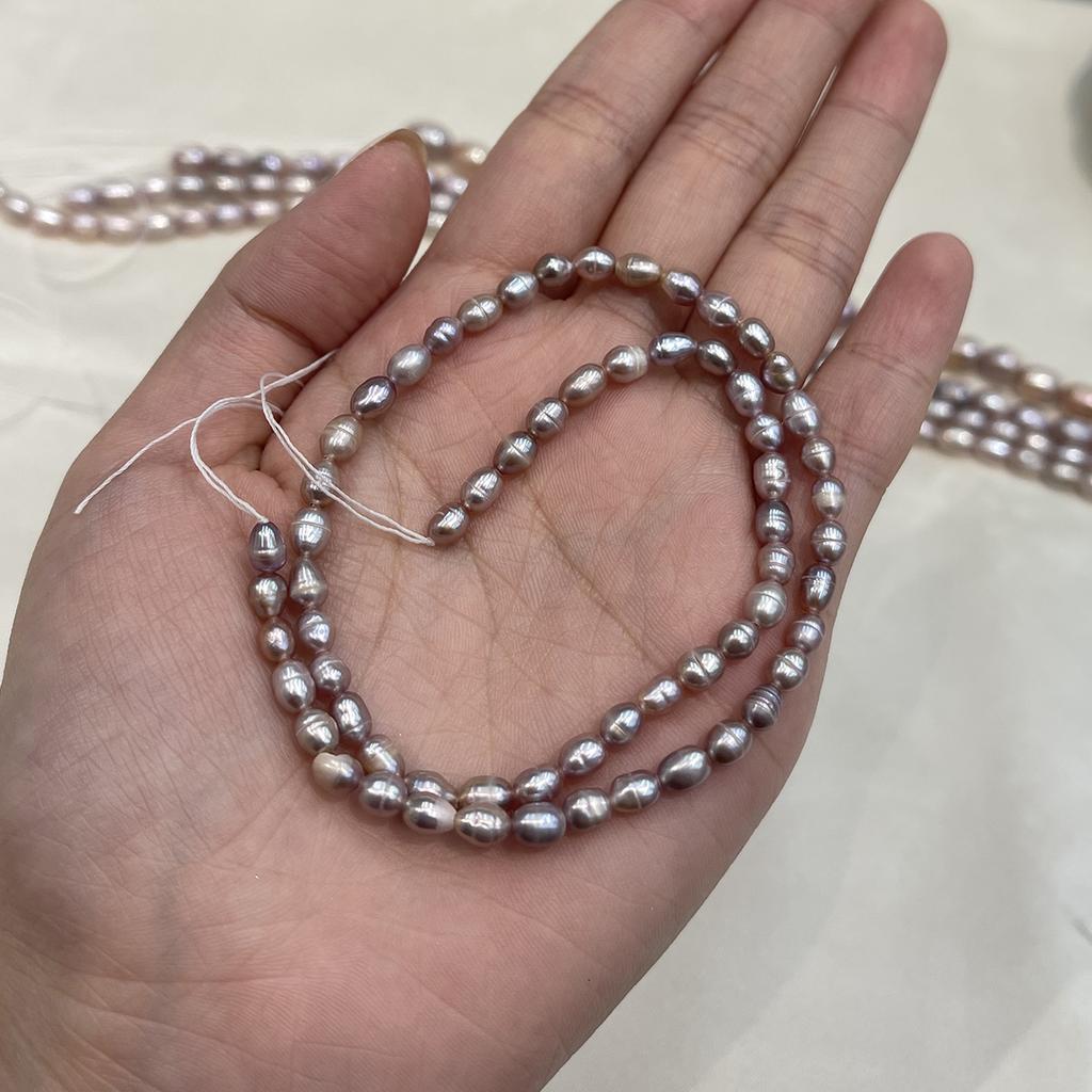 1 String AA Grade Purple Freshwater Rice Pearl Beads 3-8mm, 36cm Strand, Natural Pearl Beading Supplies, Loose Beads for DIY Handmade Jewelry Making
