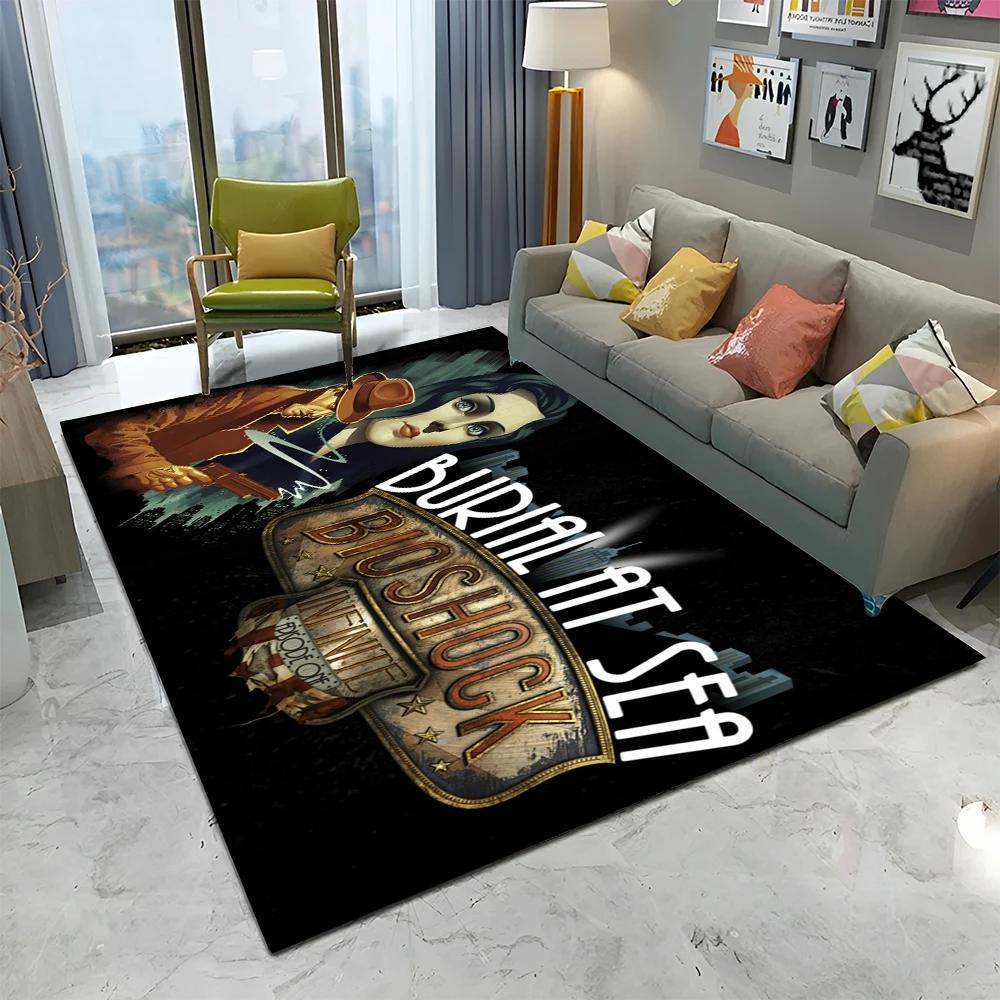 3D Retro BioShock Game Gamer HD Carpet Rug for Home Living Room Bedroom Sofa Doormat Decor,kids Play Area Rug Non-slip Floor Mat