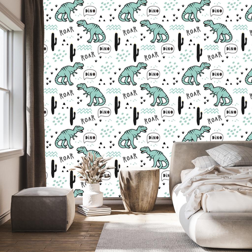 Dinosaurs and cacti wallpaper for living room and bedroom 50x1000