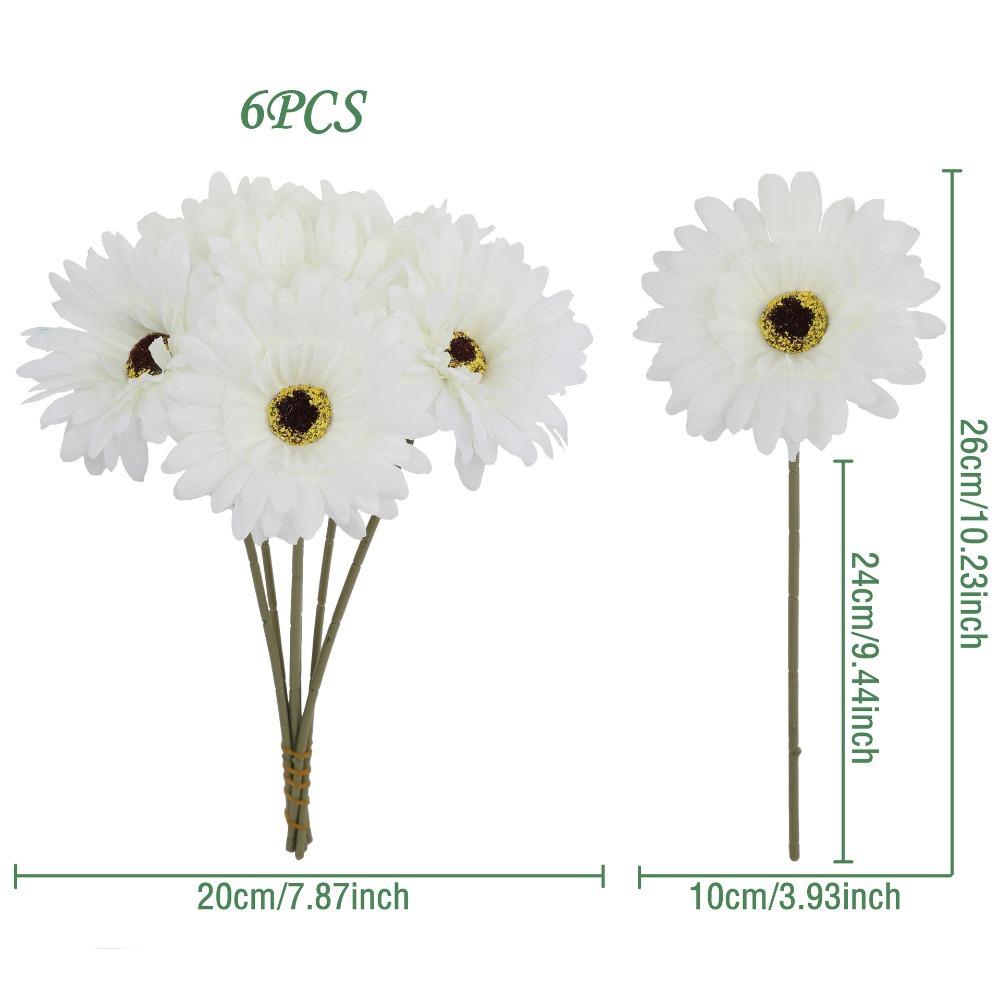6Pcs Artificial Silk Gerbera Flowers Bouquet Home Table Decor Fake Daisy DIY Photo Props Floral Arrangements Wedding Decoration
