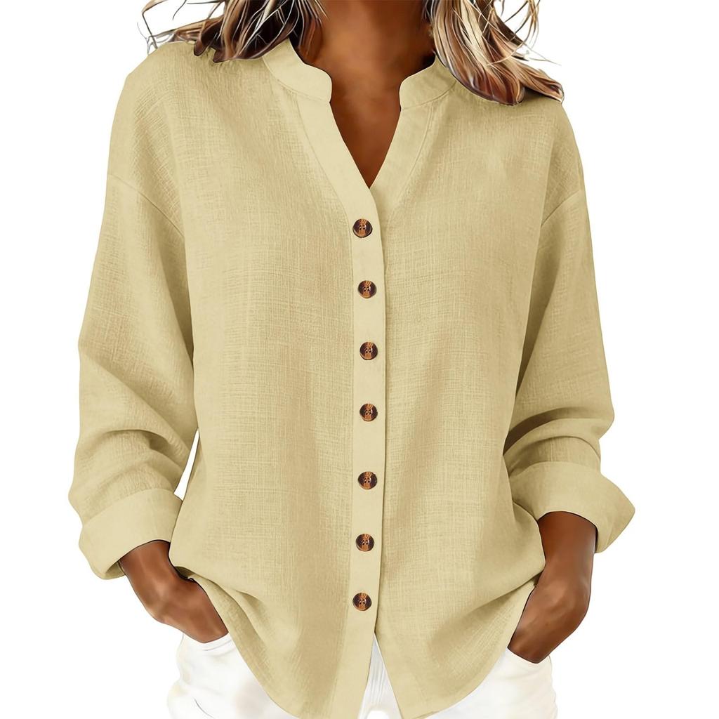 Women's Fashion Casual -Colour Long-Sleeved Button-Front Cardigan Shirt T-Shirt Top