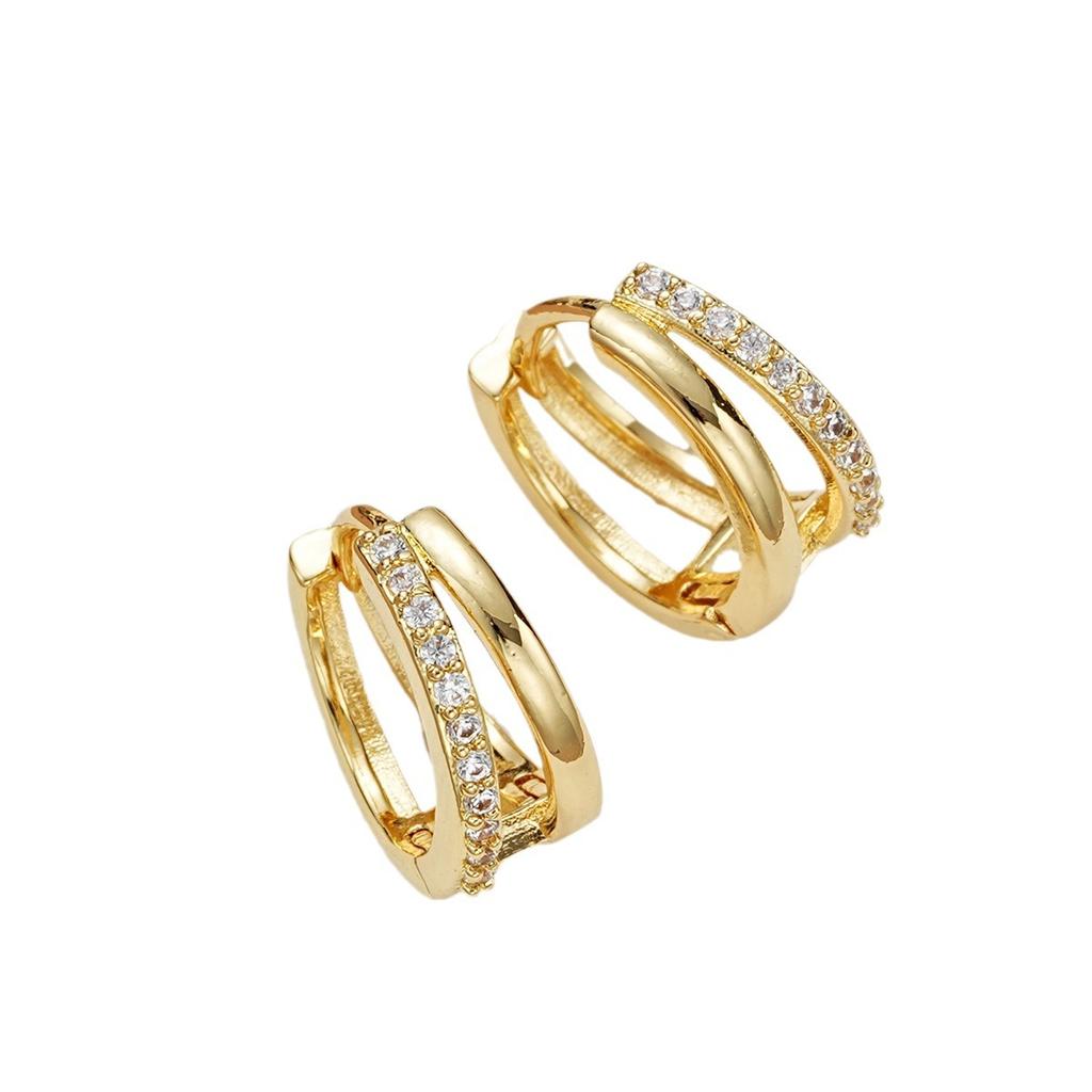 Fashionable and Exquisite Double-layer Hollowed Out Zircon  Round Earrings, Versatile Earrings