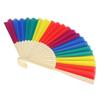 6Pcs 21CM Retro Style Handheld Fan Bamboo Frame Rainbow Folding Fan for Decoration