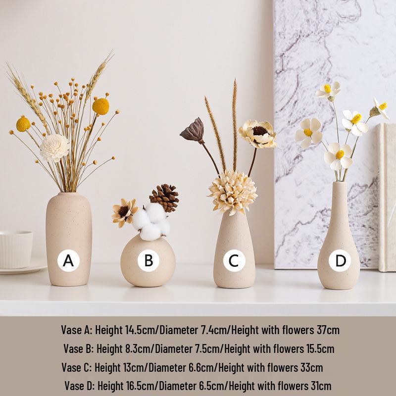 Cream Style Decorative Vases for Living Room, Bedroom, or TV Cabinet with Dried Flowers