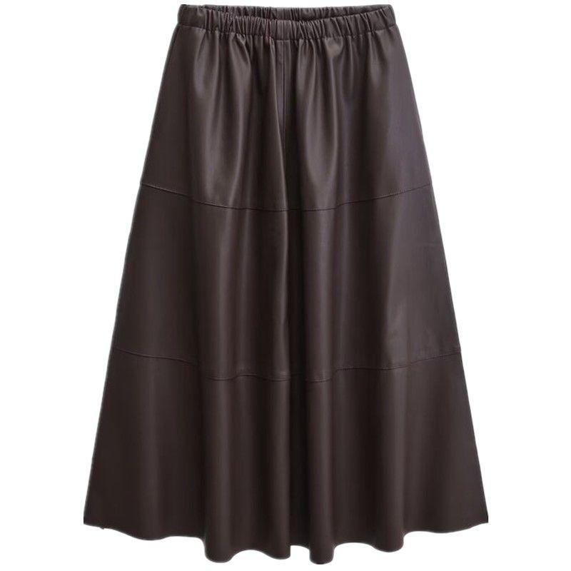Fashion Style 2024 Autumn New Arrival Women's Easiest for Match Fashion Elegant Poly Urethane Leather Mid Length Long Length Skirt 5308838