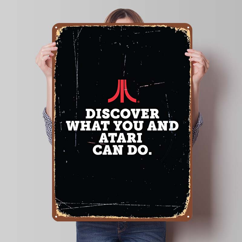 A-Atari Posters Classic Game Metal Signs Wall Decor Custom Tinplate Plaques for Gamers Gaming Room Decoration Art Mural Man Cave
