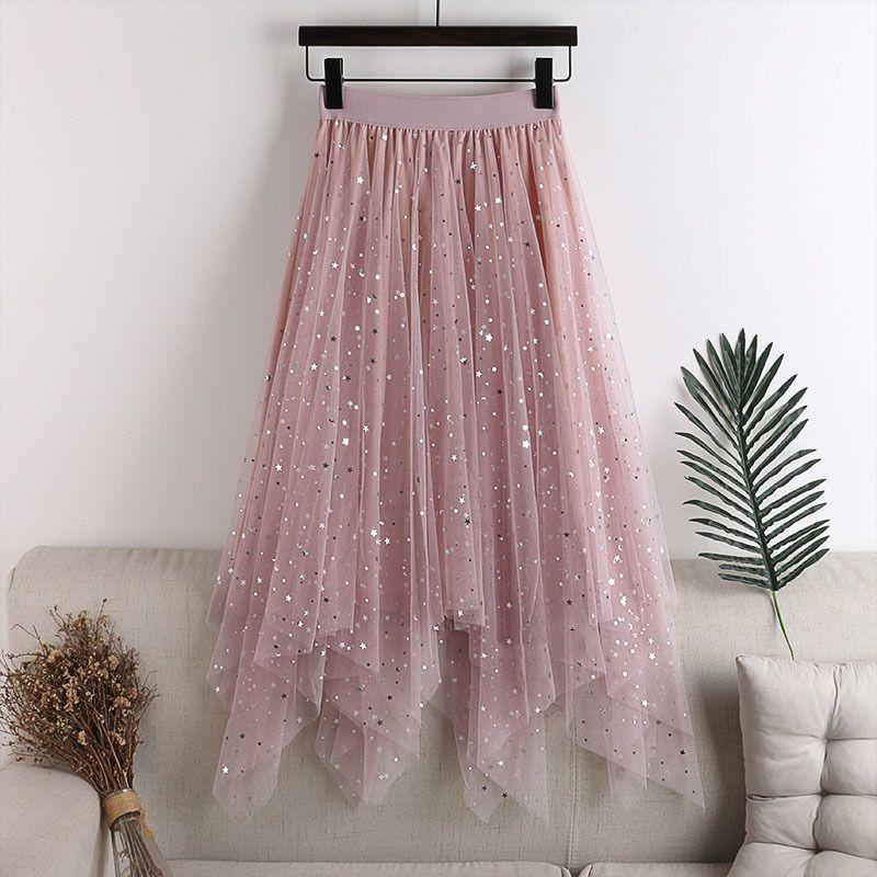 

Sequins Irregular Velvet Mesh Skirt Sequin Asymmetrical Velvet Mesh Skirt Pink One size