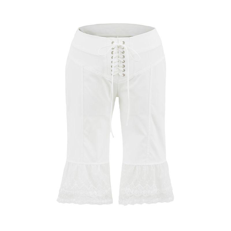

Summer Fashion French style Millennium Gyaru Girly Lace Hem Beautiful Low Waist Slim fit Five Points Shorts White Pants L