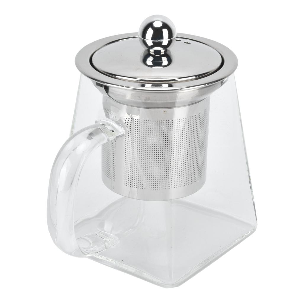 Transparent Glass Teapot with Removable 304 Stainless Steel Filter Tea Kettle for Home Office