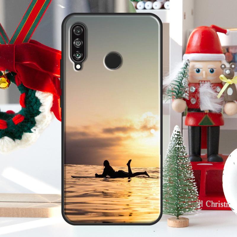 HAWAII BEACH SURF GIRL SURFING ART For Huawei Nova 9 10 SE 11 Pro Y60 Y70 Y90 Y61 Y91 Y72 Y73 12i 11i 8i P20 P30 P40 Lite Case