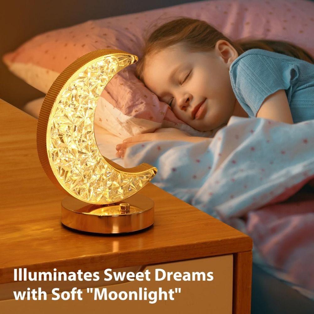 USB Rechargeable Crystal Night Light Dimmable Beside Lamp Creative Gift Desk Light