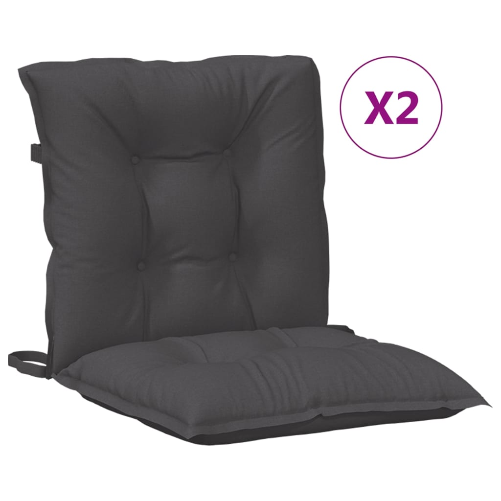 Low Back Chair Cushions 2 Pcs Melange Anthracite 100 X 50 X 7 Cm Fabric