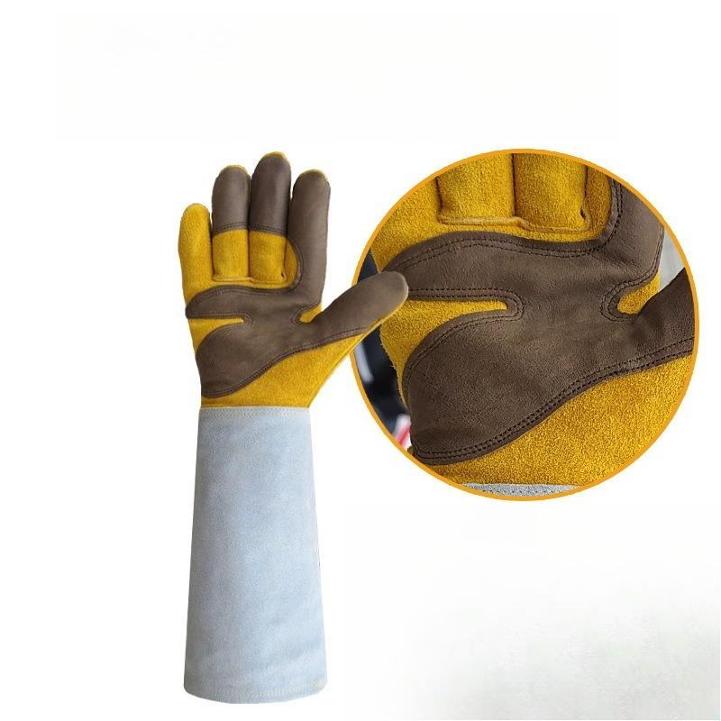 1 Pair Protective Cowhide Long Tube Gardening Gloves